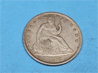 1872 S Seated Liberty Silver Half Dollar Coin