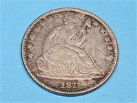 1872  Seated Liberty Silver Half Dollar Coin