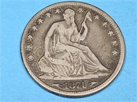 1874 Seated Liberty Silver Half Dollar Coin