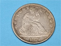 1876 Seated Liberty Silver Half Dollar Coin