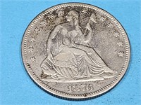 1876 S Seated Liberty Silver Half Dollar Coin