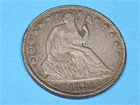 1891 Seated Liberty Silver Half Dollar Coin