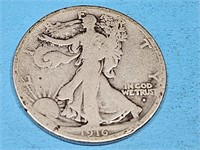 1916  D Silver Walking Liberty Half Dollar Coin