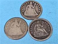 3-1842 Seated Liberty Silver Dimes
