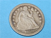 1858 Seated Liberty Silver Dime