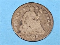 1849 Seated LIberty Silver 1/2 Dime
