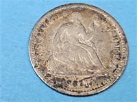 1861 Seated Liberty Silver 1/2 Dime