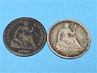 2-1860 Seated Liberty Silver 1/2 Dimes