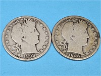 2- 1898  O  Barber Silver Half Dollar Coins