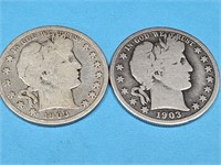 2-1903 O Barber Silver Half Dollar Coins