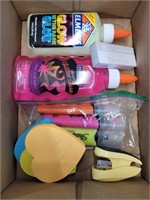 Glue, highlighters, sticky notes heart-shaped