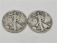 1942 D  Walking Liberty Silver Half Dollar Coins