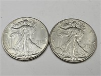 1942 Walking Liberty Silver Half Dollar Coins