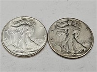 1945 P & D Walking Liberty Silver Half Dollar Coin