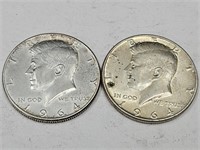 2-1964 Kennedy Silver Half Dollar Coins