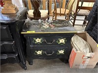 FLORAL MOTIF DOUBLE DRAWER SMALL NIGHTSTAND