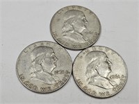 3-1961 D Ben Franklin Silver Half Dollar Coins