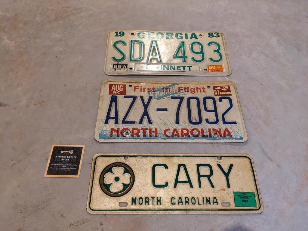 Vintage North Carolina/Georgia License Plates