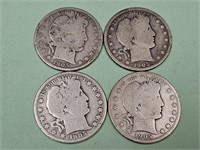 1905  2-O & 2-P  Barber Silver Half Dollar Coins