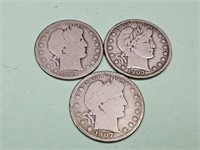 3-1907 D Barber Silver Half Dollar Coins