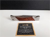 Wooden Handled Frame Lock Pocket Knife