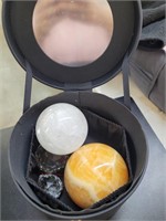 Marble/crystal balls in black case