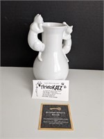 AristaKats Cat Themed White Ceramic Vase