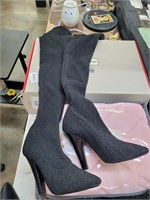 Saint Laurent Thigh high black heel boots size 9