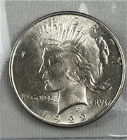 1922 Peace Silver Dollar, UNC w/ Nice Luster