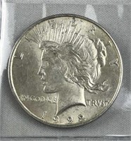 1922-D Peace Silver Dollar, UNC w/ Luster
