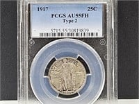 1917 25 Cent Graded PCGS AU55FH Type 2