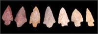 Lot of 7 Native American Indian Stone Arrowheads.