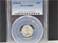 1944 D Graded 10 Cent PCGS MS65