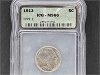 1913 Graded 5 Cent ICG - MS66 Type 1