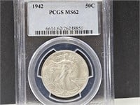 1942 50 Cent Graded PCGS  MS 62
