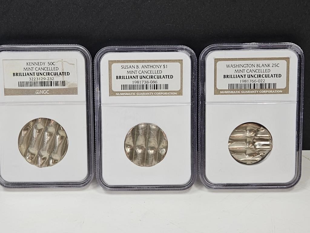 3 - Brilliant UNC Mint Cancelled - See Coins