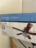Decorators choice, ceiling fan, and light fixture