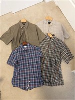 Men's Button Up Short Sleeve Plaid Shirts (M)