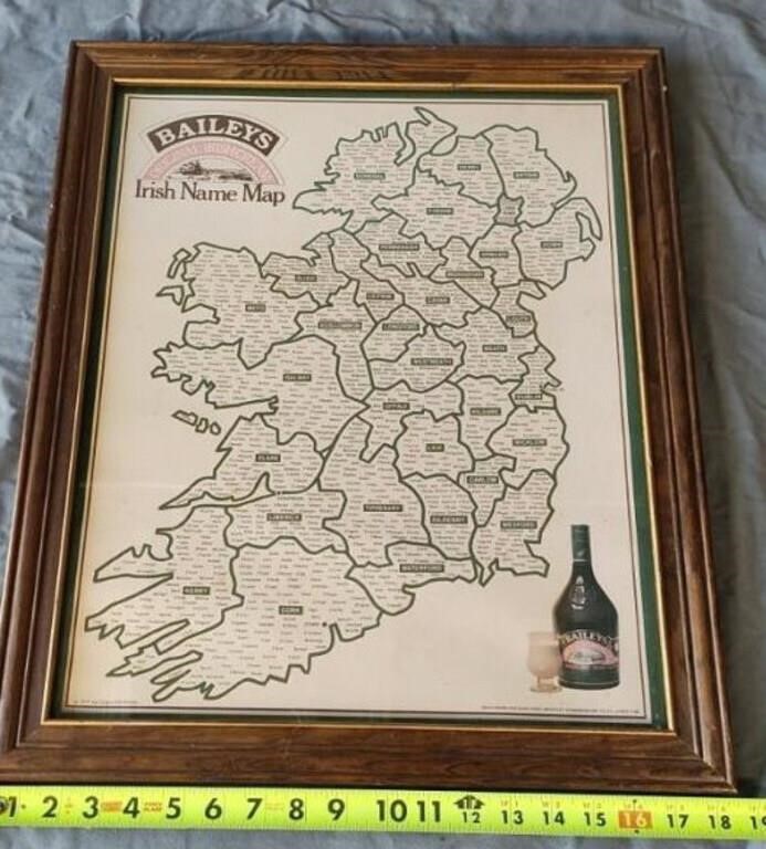 Vintage Baileys Irish Cream Irish Name Map,