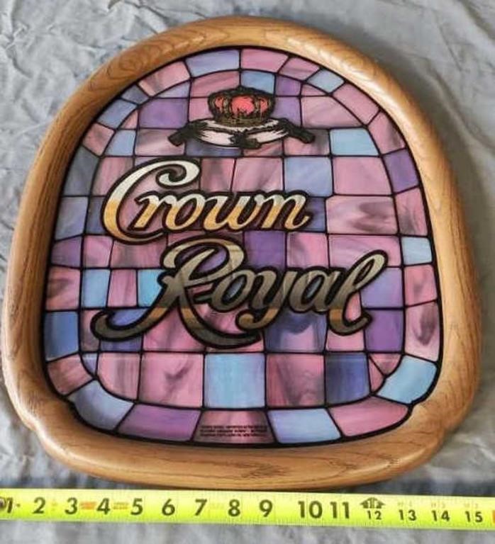 Vintage Crown Royal Stained Glass Bar Sign with