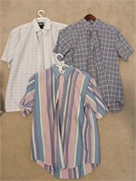 Men's Button Up Short Sleeve Plaid Shirts (M) 2