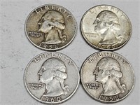 1956, 58, 59, 60 Washington Quarter Silver Coins