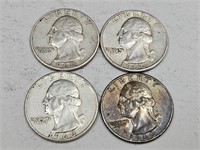4-1960 Washington Quarter Silver Coins
