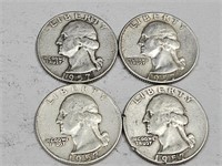 4-1957 Washington Quarter Silver Coins