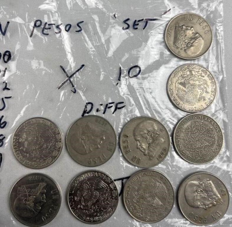 (10) Mexico Un Pesos 1970-82 Different Dates