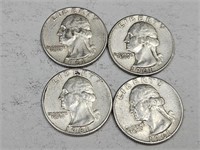 4-1961 Washington Quarter Silver Coins