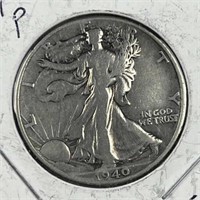 1940 Walking Liberty Silver Half Dollar, US