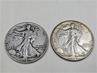2- 1941  Walking Liberty Silvre Half Dollar Coins