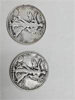 2-1938 Walking Liberty Silver Half Dollar Coins