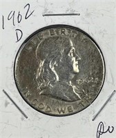 1962-D Franklin Silver Half Dollar, US 50c